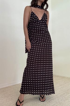 Polka Dot Chiffon Maxi Dress