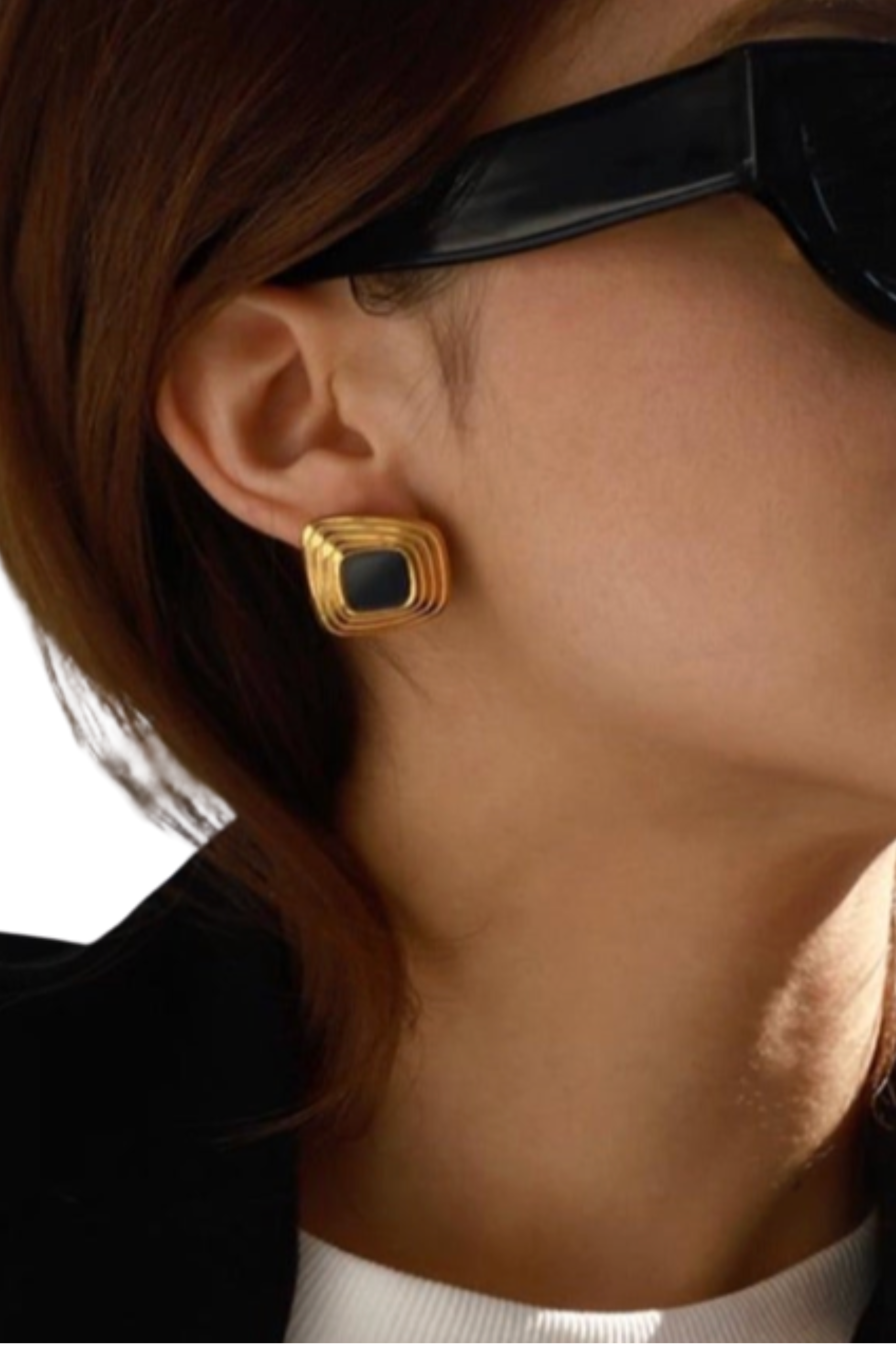 18K Bella Black Stone Earrings