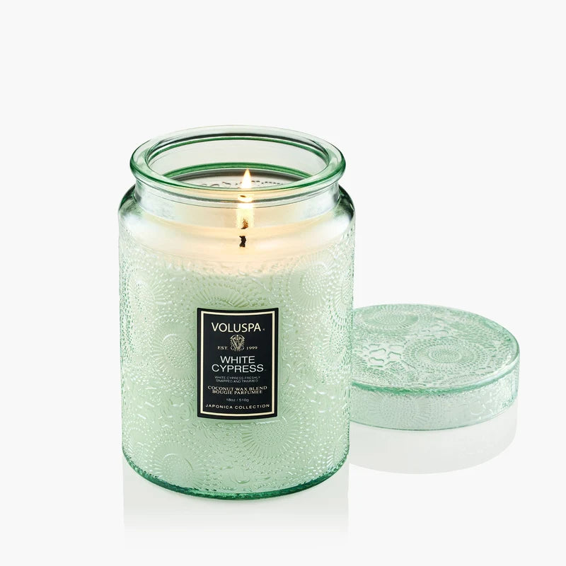 Voluspa - Large Jar Glass Candle - 18oz - White Cypress