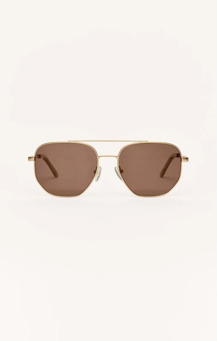 Z Supply - Highway Sunglasses - Satin Gold Brown