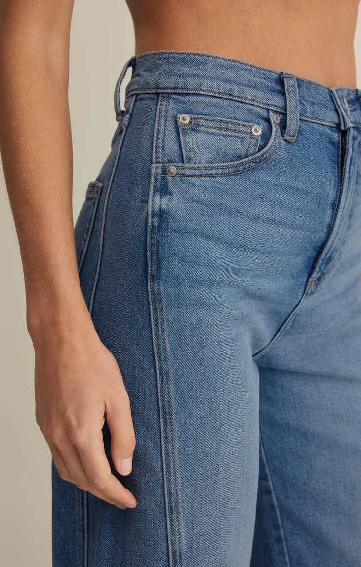 Z Supply Luna High Rise Bowed Crop Jeans - Eternity