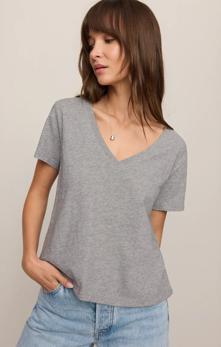 Z Supply Nomad V Neck Tee - Heather Grey
