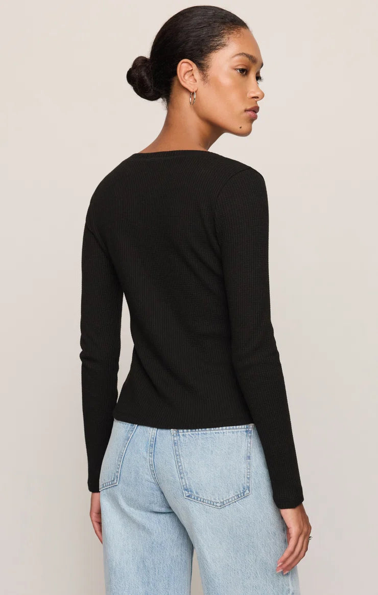 Z Supply - Albany Waffle Button Up Top - Black