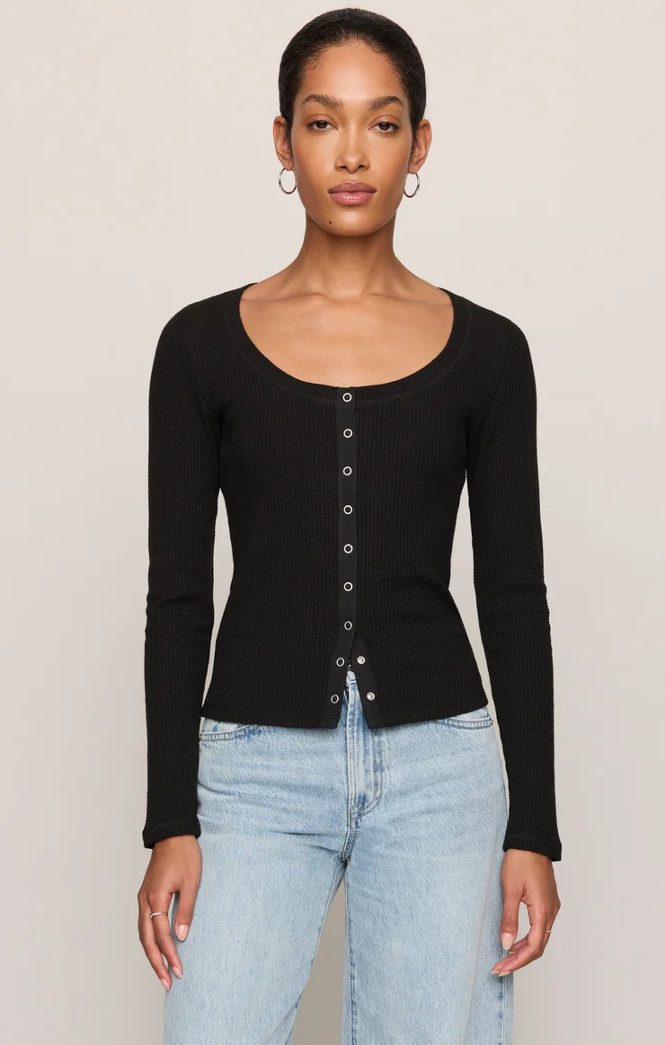 Z Supply - Albany Waffle Button Up Top - Black