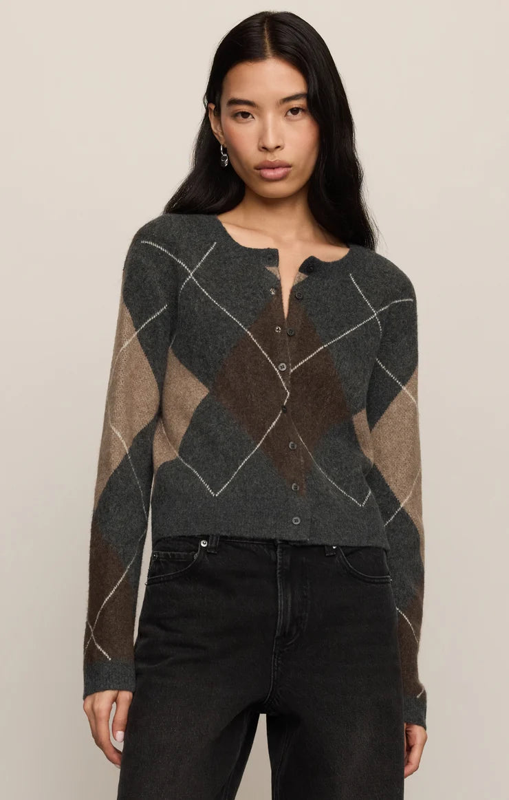 Z Supply - Medina Argyle Cardigan - Charcoal Heather