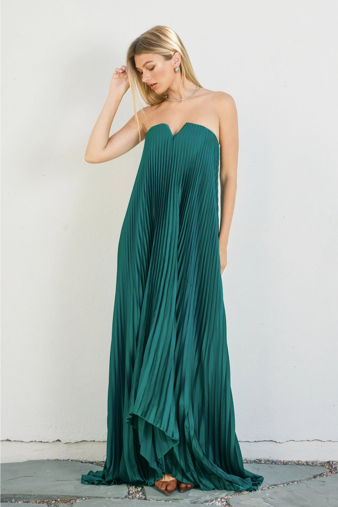 Moonglade Pleated Maxi Dress - Emerald
