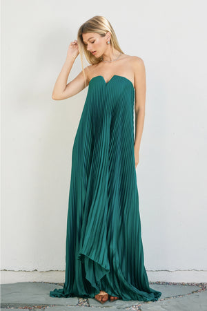 Moonglade Pleated Maxi Dress - Emerald