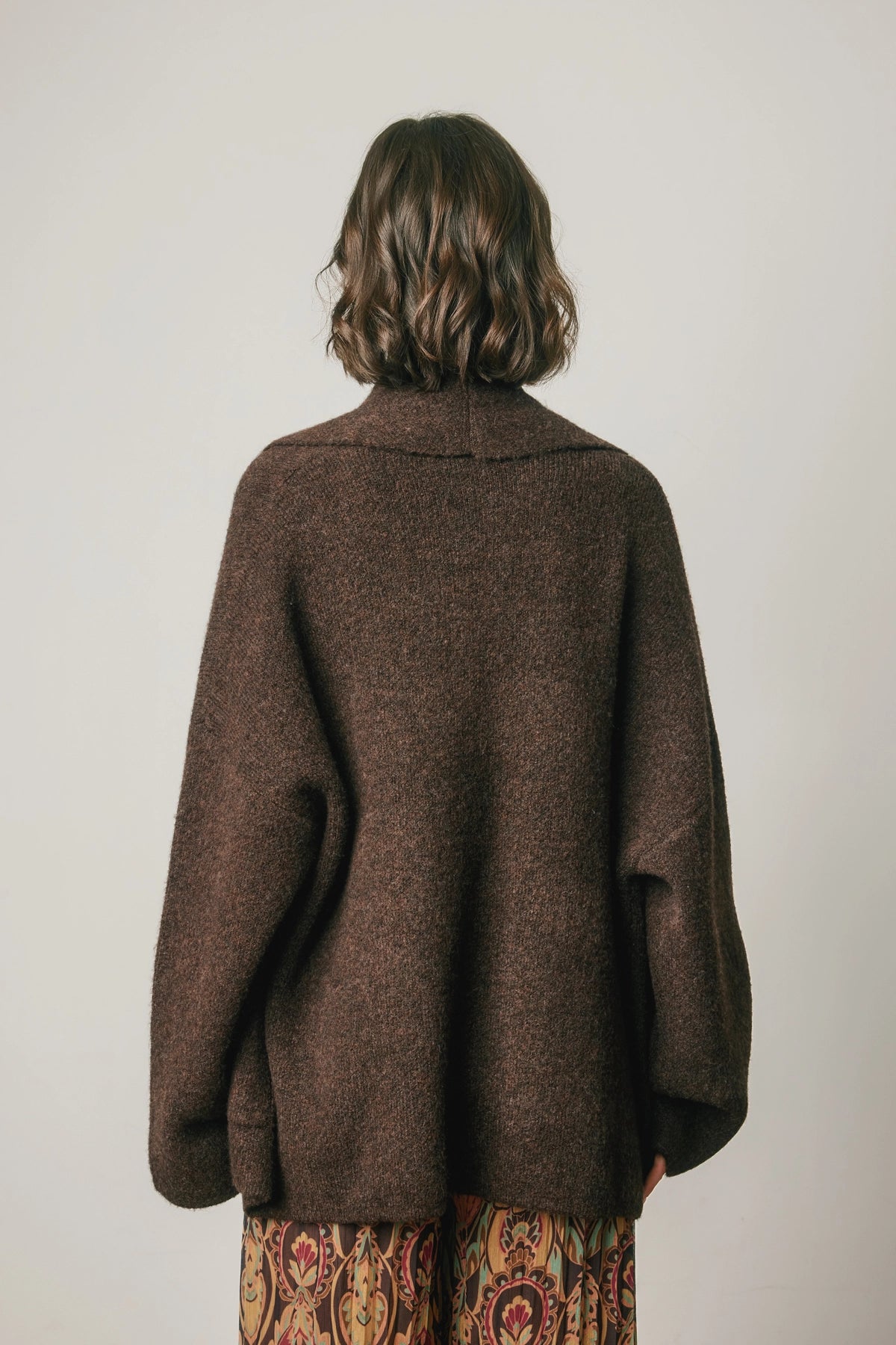 Relaxed Shawl Cardigan - Deep Brown