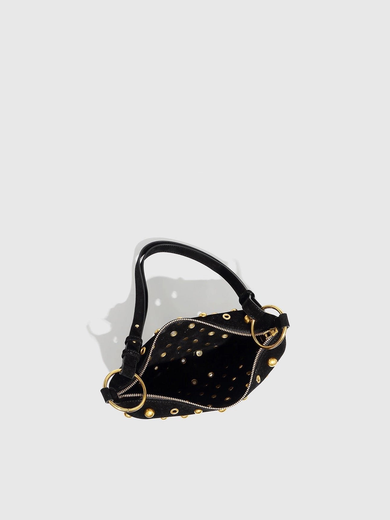 Grommet Shoulder Bag - Black