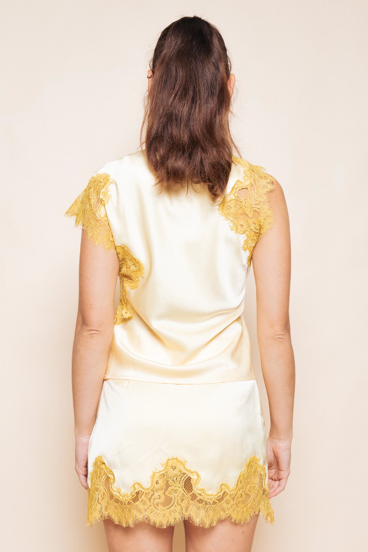 Gold Lace Edge Wrap Mini Skirt