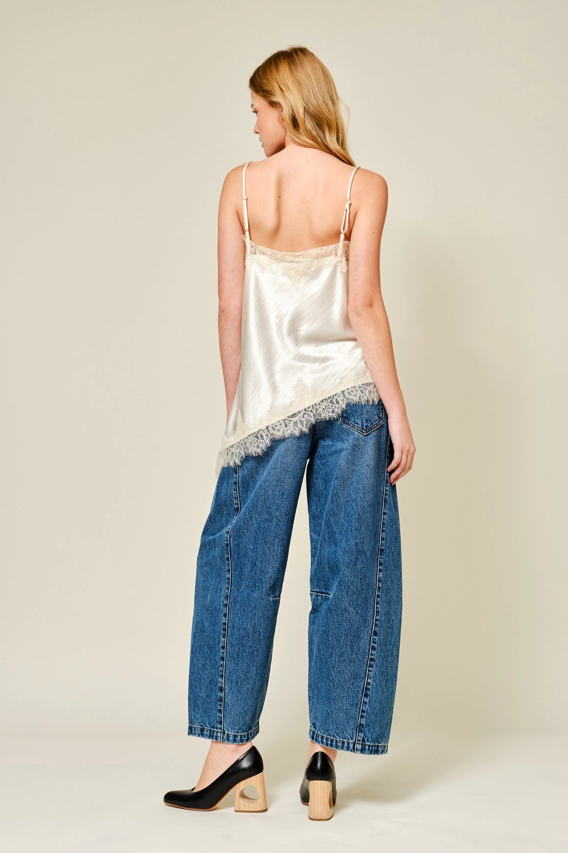 Asymmetrical Satin Lace Top