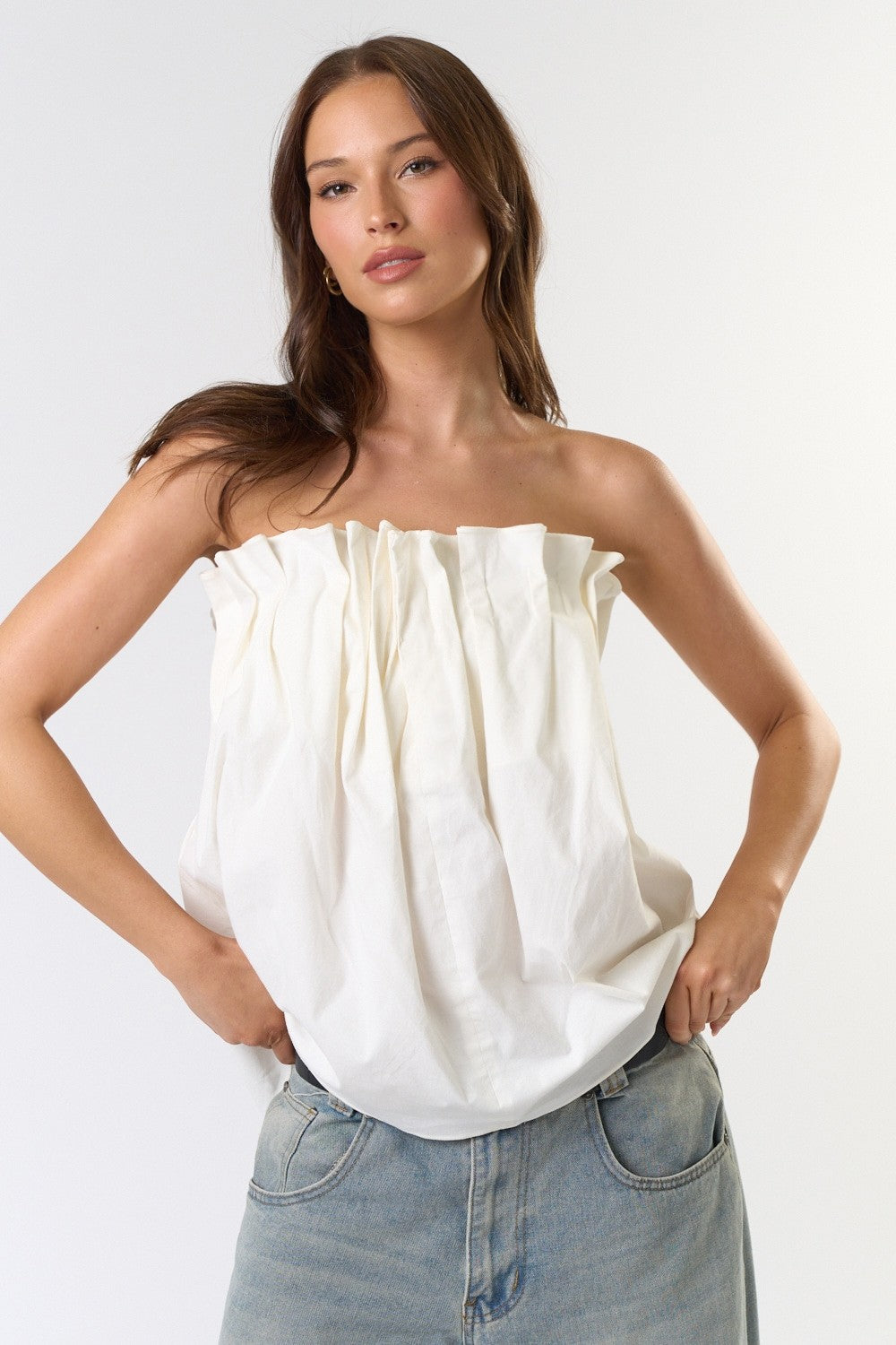 Pintuck Pleated Tube Top