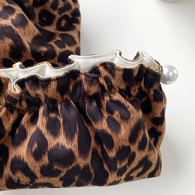 Vintage Leopard Print Cosmetic Bag - Large