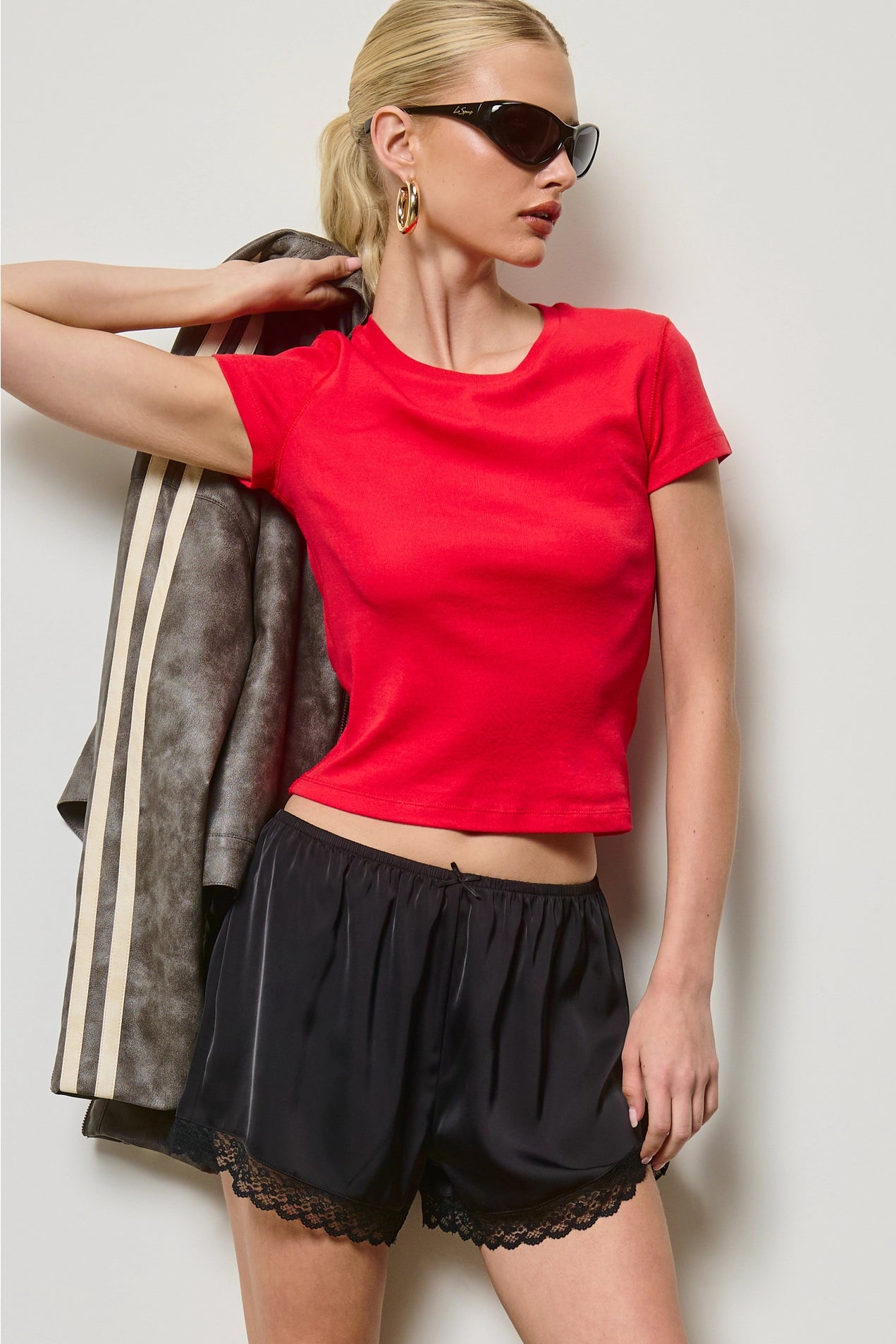 Basic Short Sleeve Baby Tee - Red