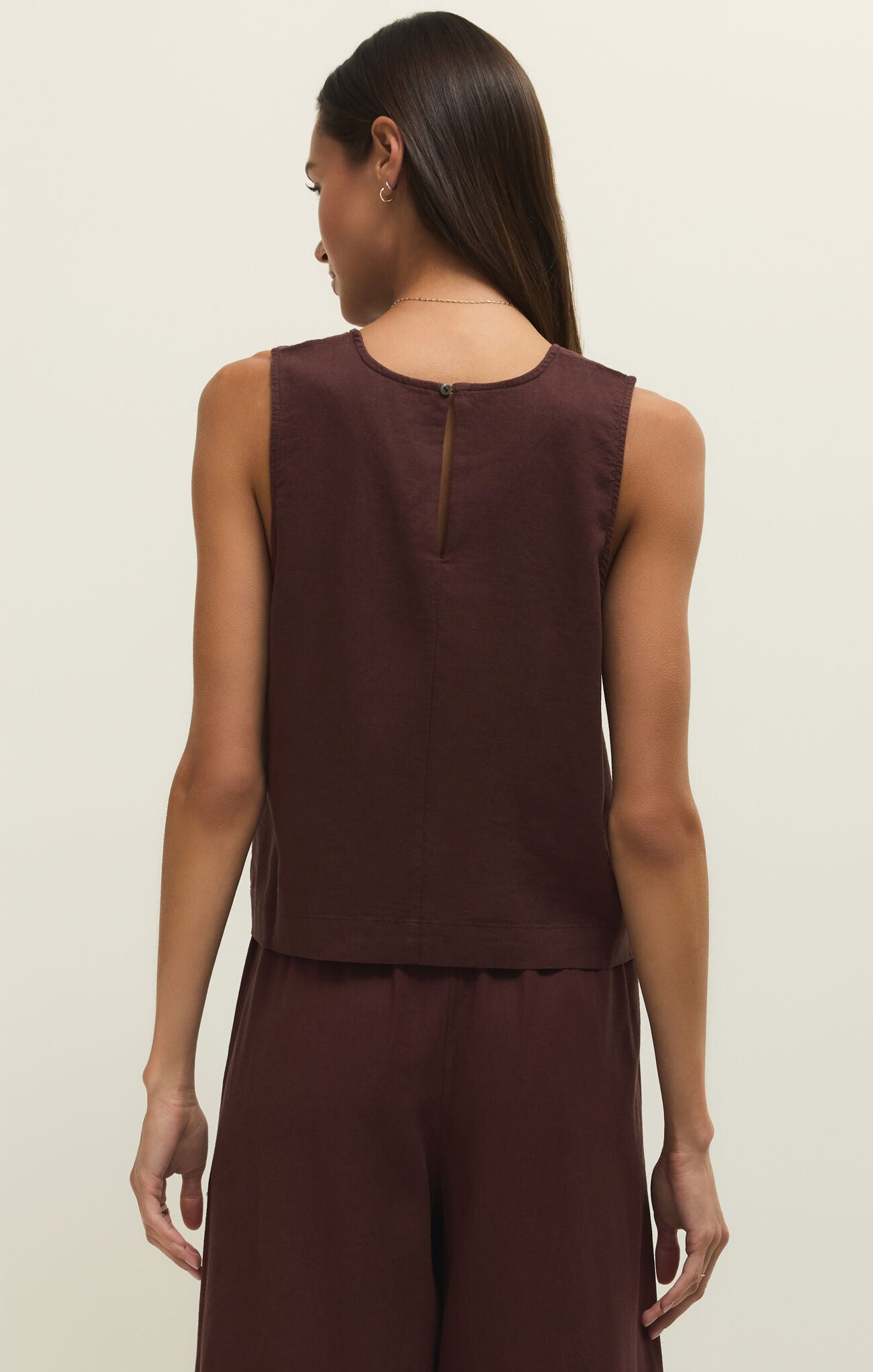 Z Supply Sloane Linen Top - Chocolate Cherry