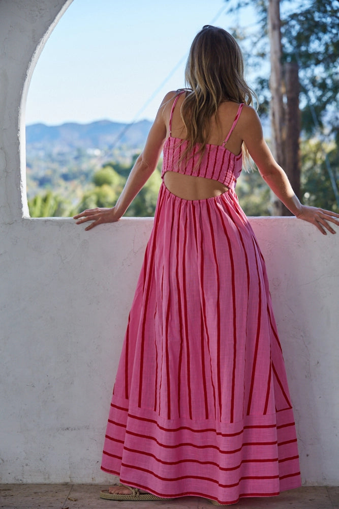 Chloe Striped Maxi Dress - Pink