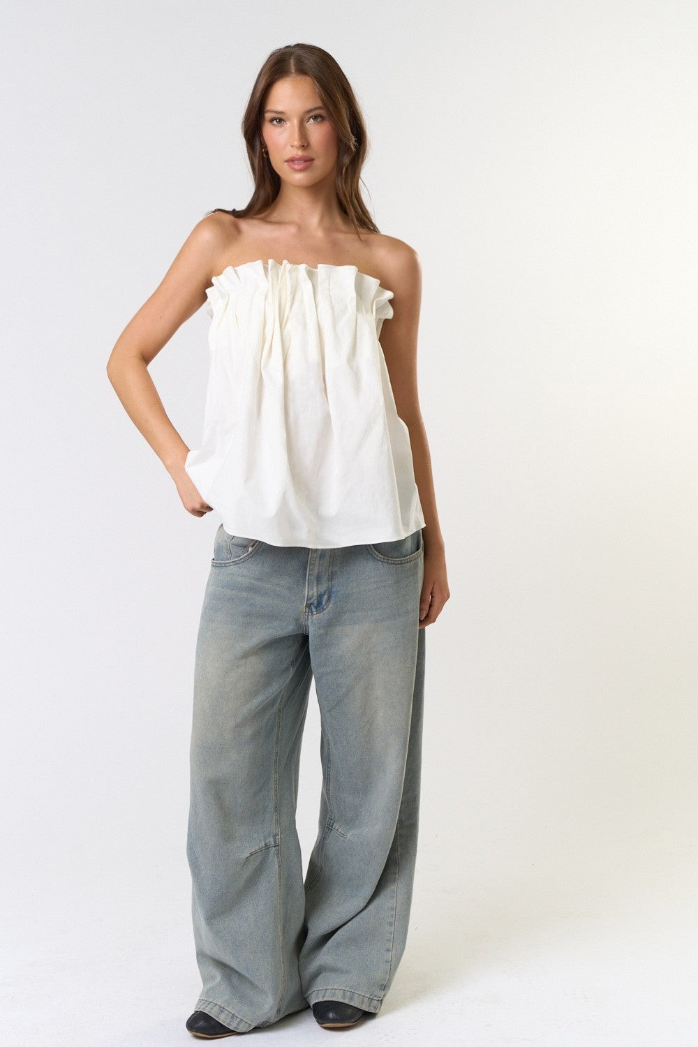 Pintuck Pleated Tube Top