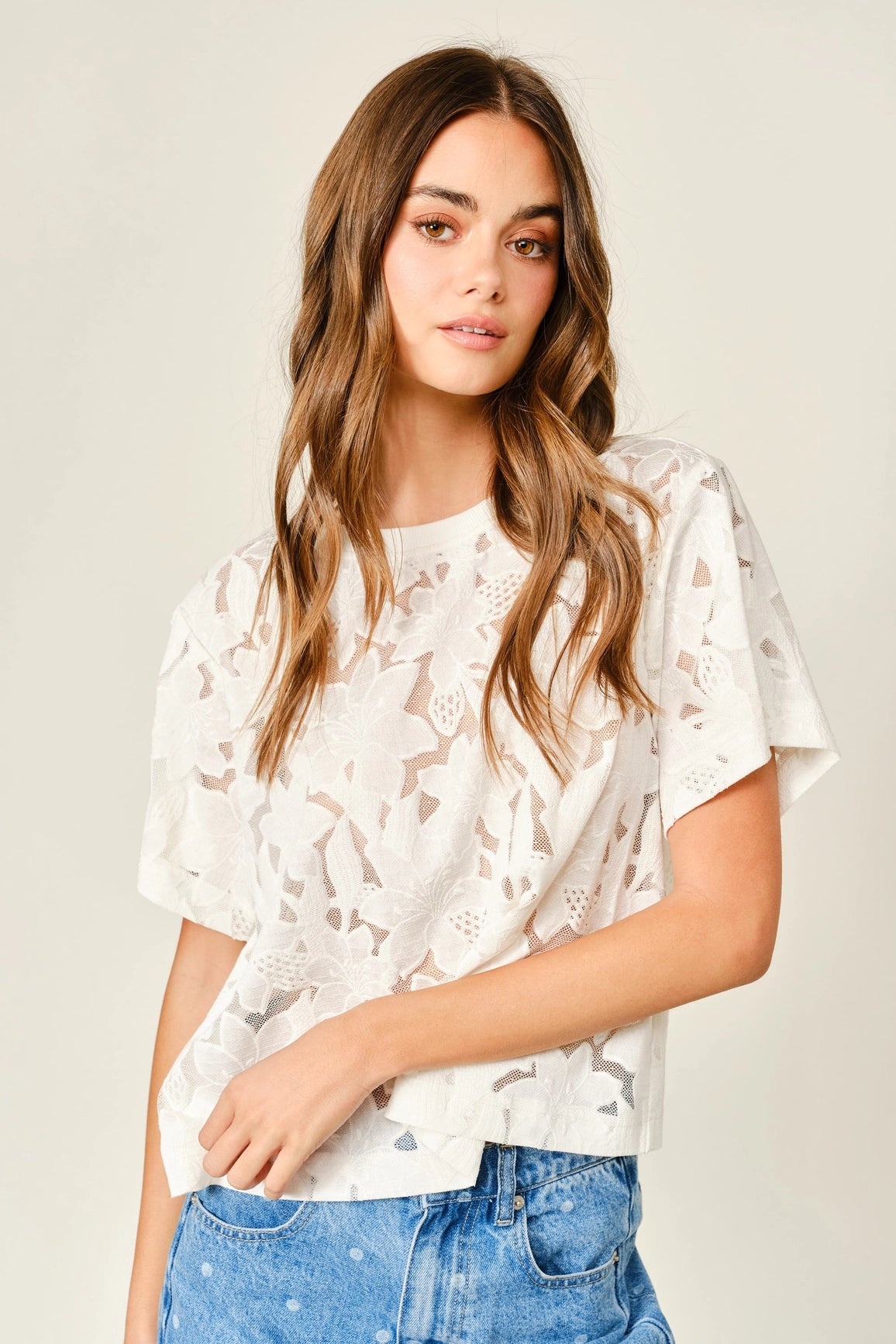 Floral Lace Top - White