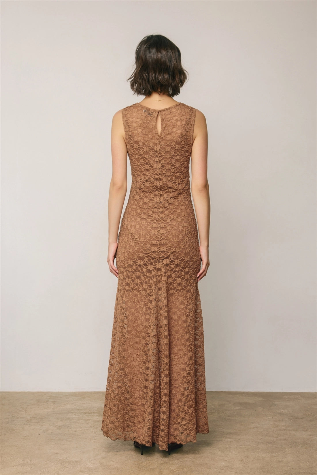 Sophia Lace Maxi Dress - Taupe