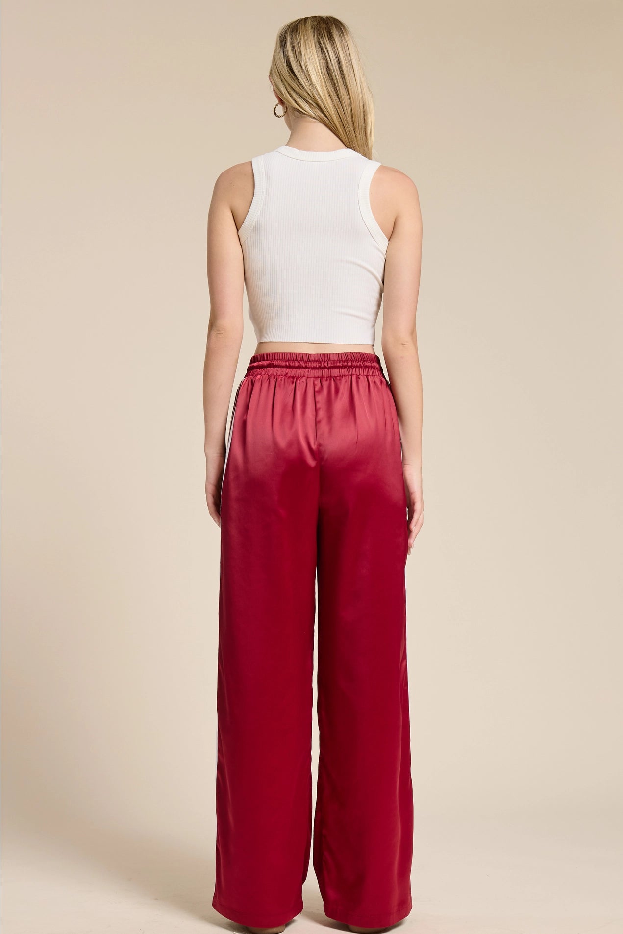 Satin Track Pants - Garnet