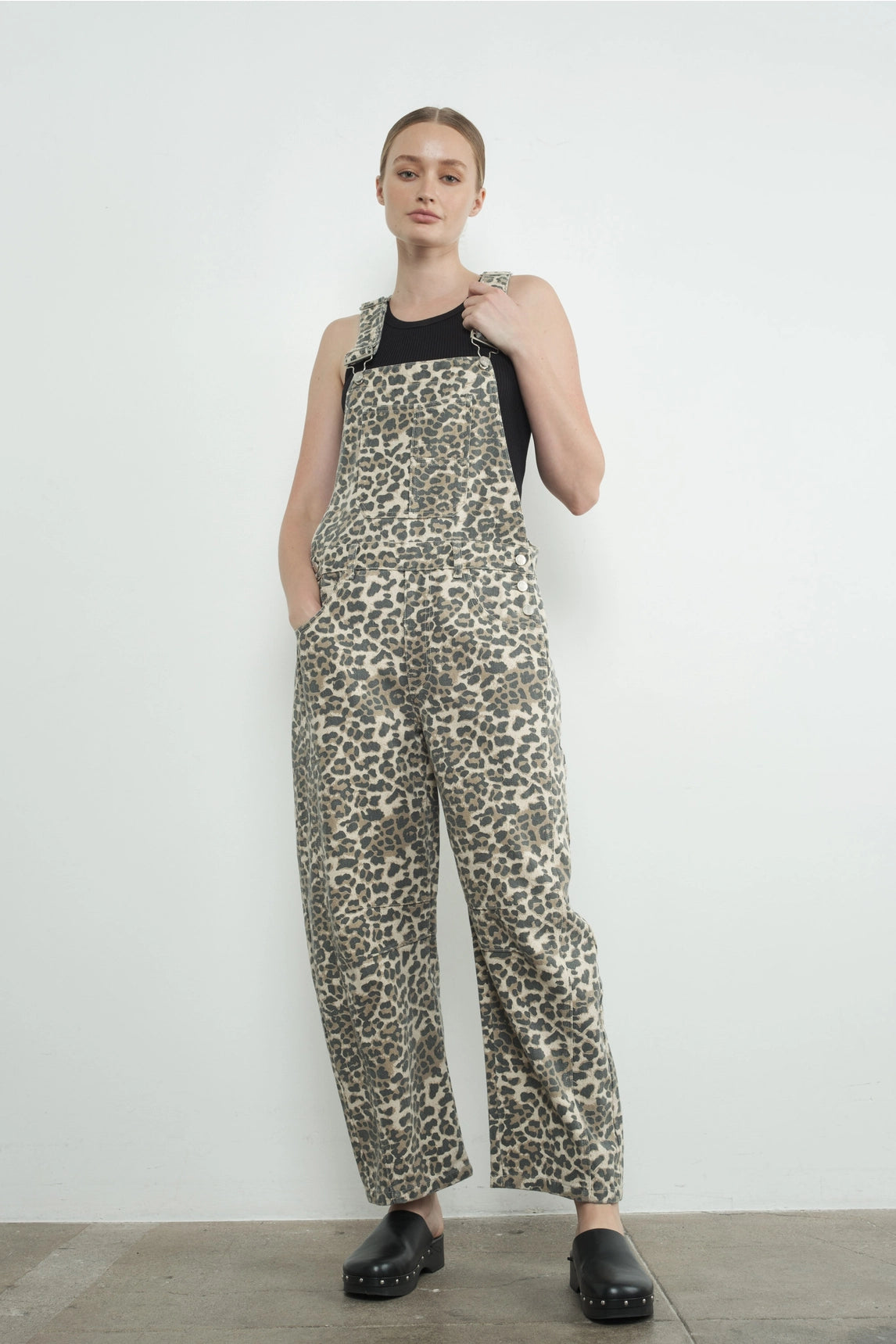 Leopard Print Denim Overalls