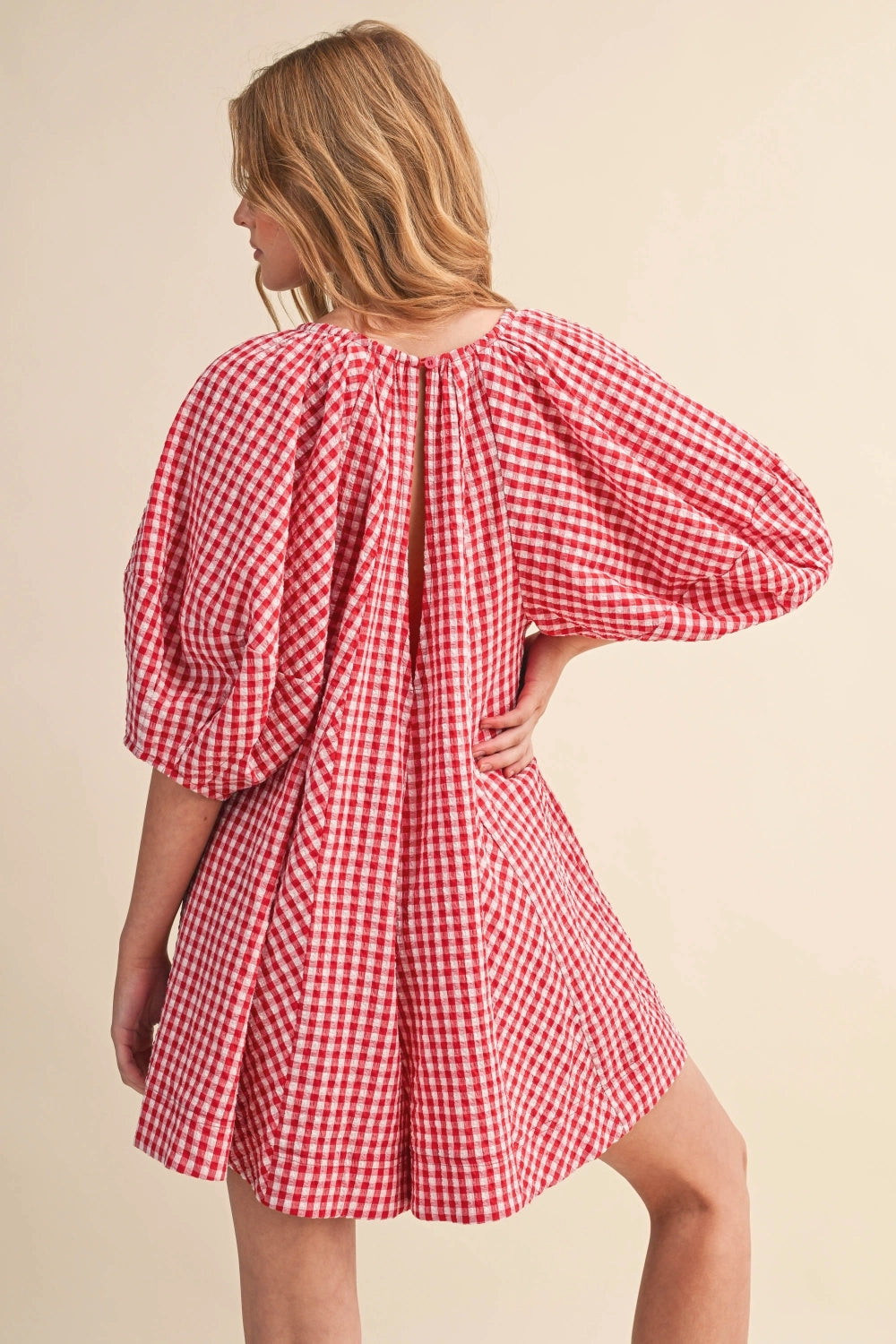 Gingham Scoop Neck Romper