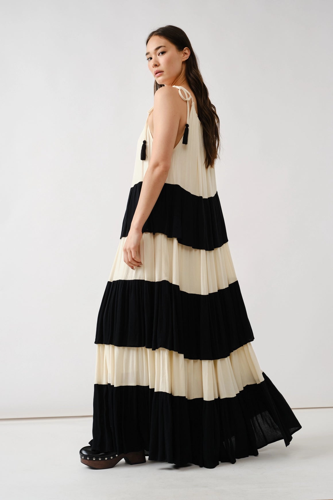 Color Block Tiered Maxi Dress
