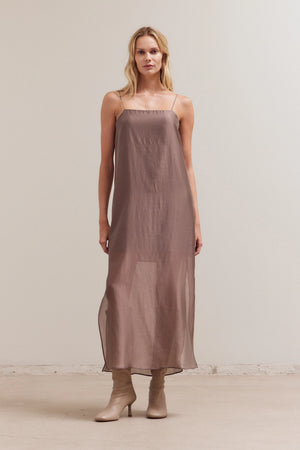 Sheer Maxi Dress - Brown