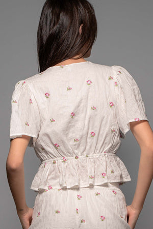 Floral Embroidered Pointelle Top