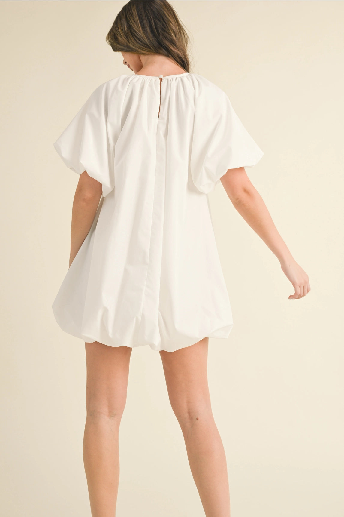 Puff Sleeve Bubble Hem Mini Dress