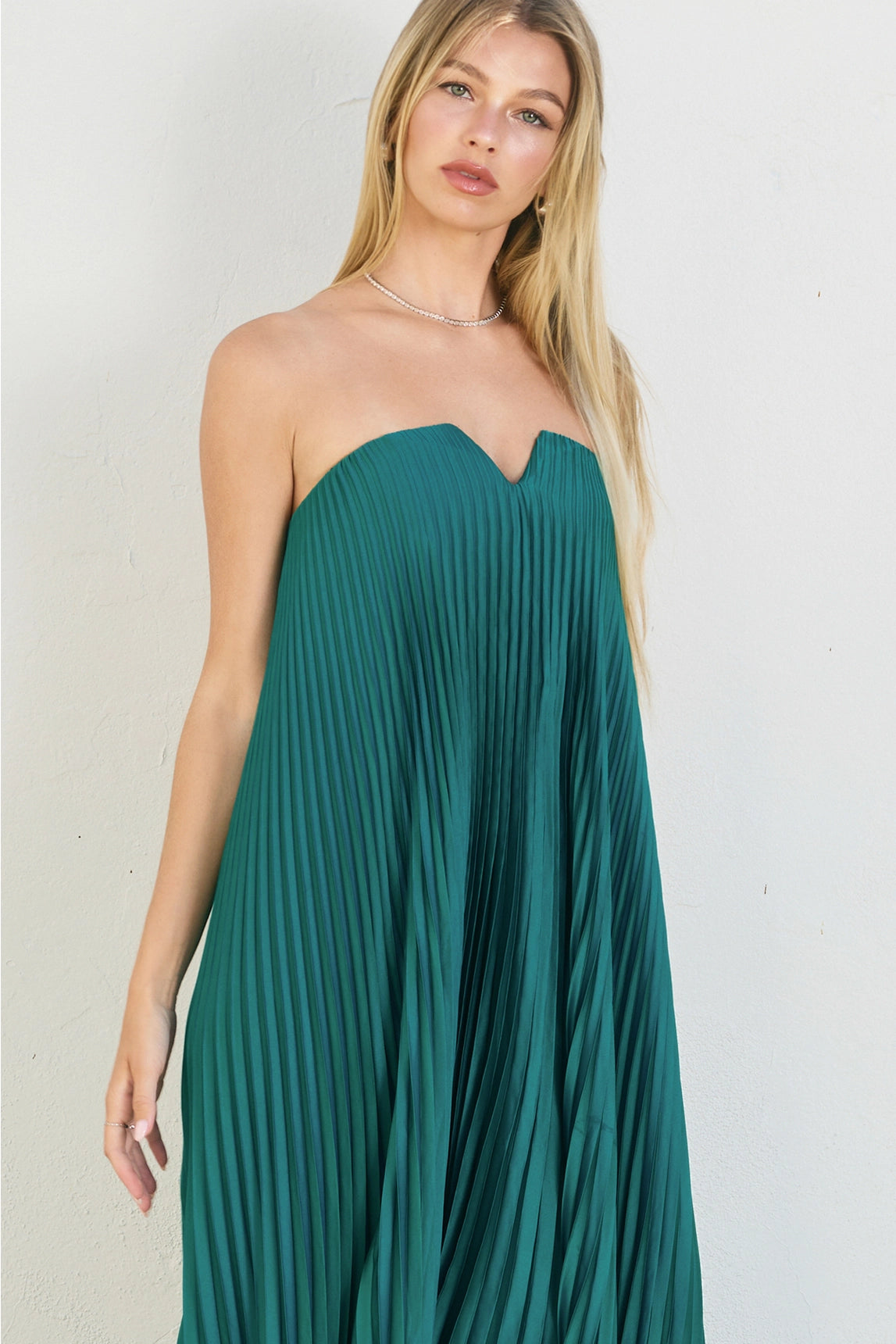 Moonglade Pleated Maxi Dress - Emerald