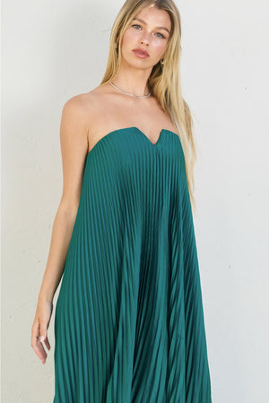 Moonglade Pleated Maxi Dress - Emerald