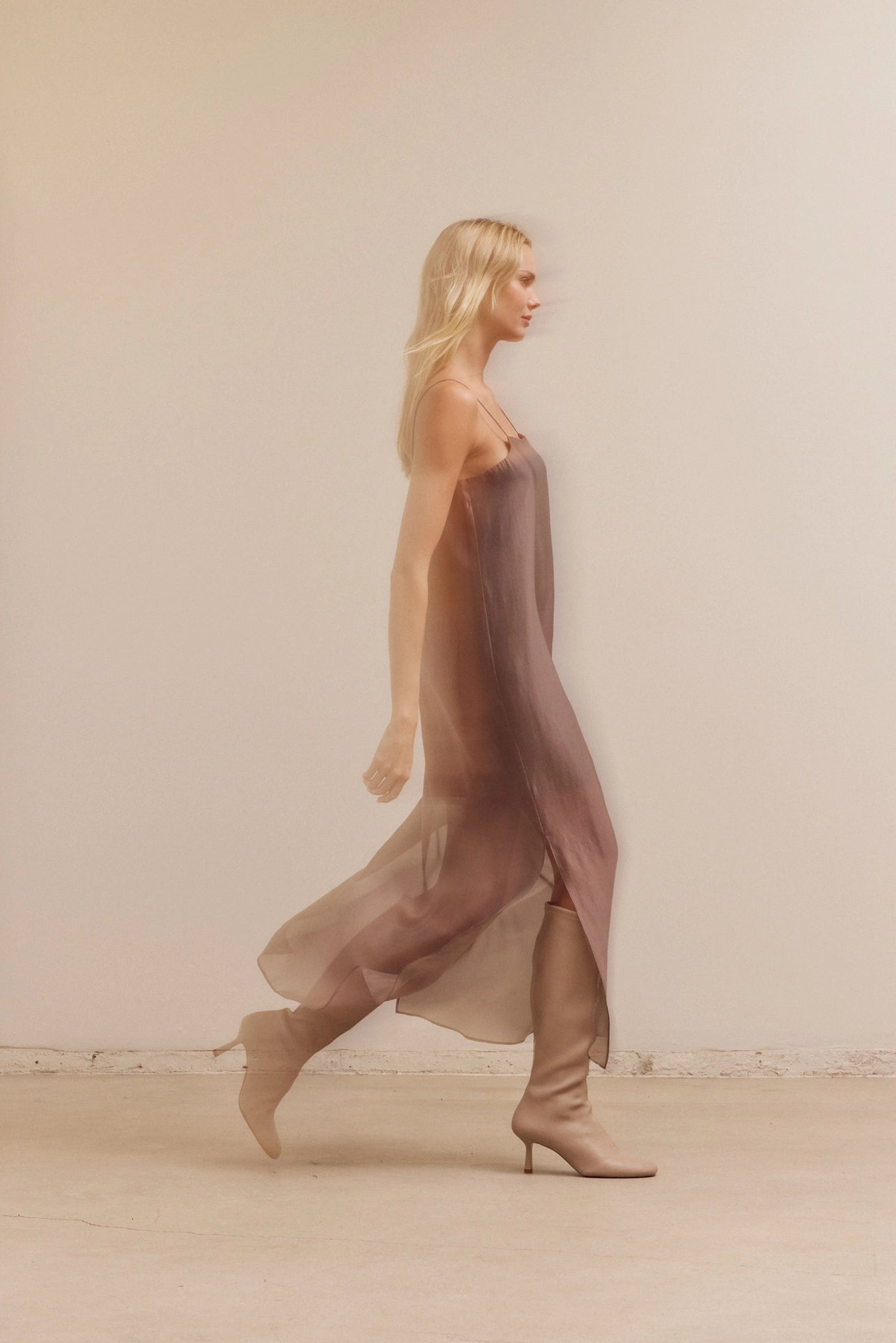 Sheer Maxi Dress - Brown