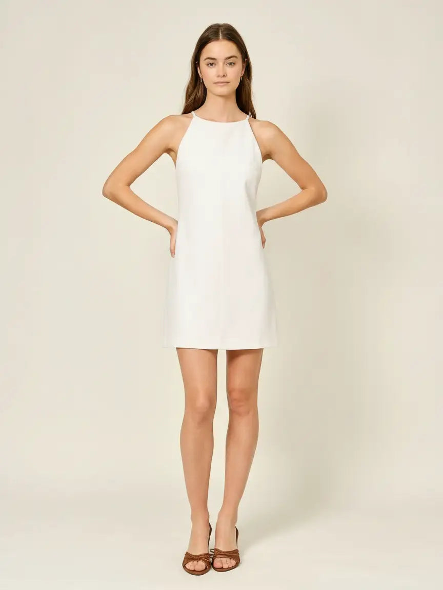 Halter Neck Mini Dress - Cream