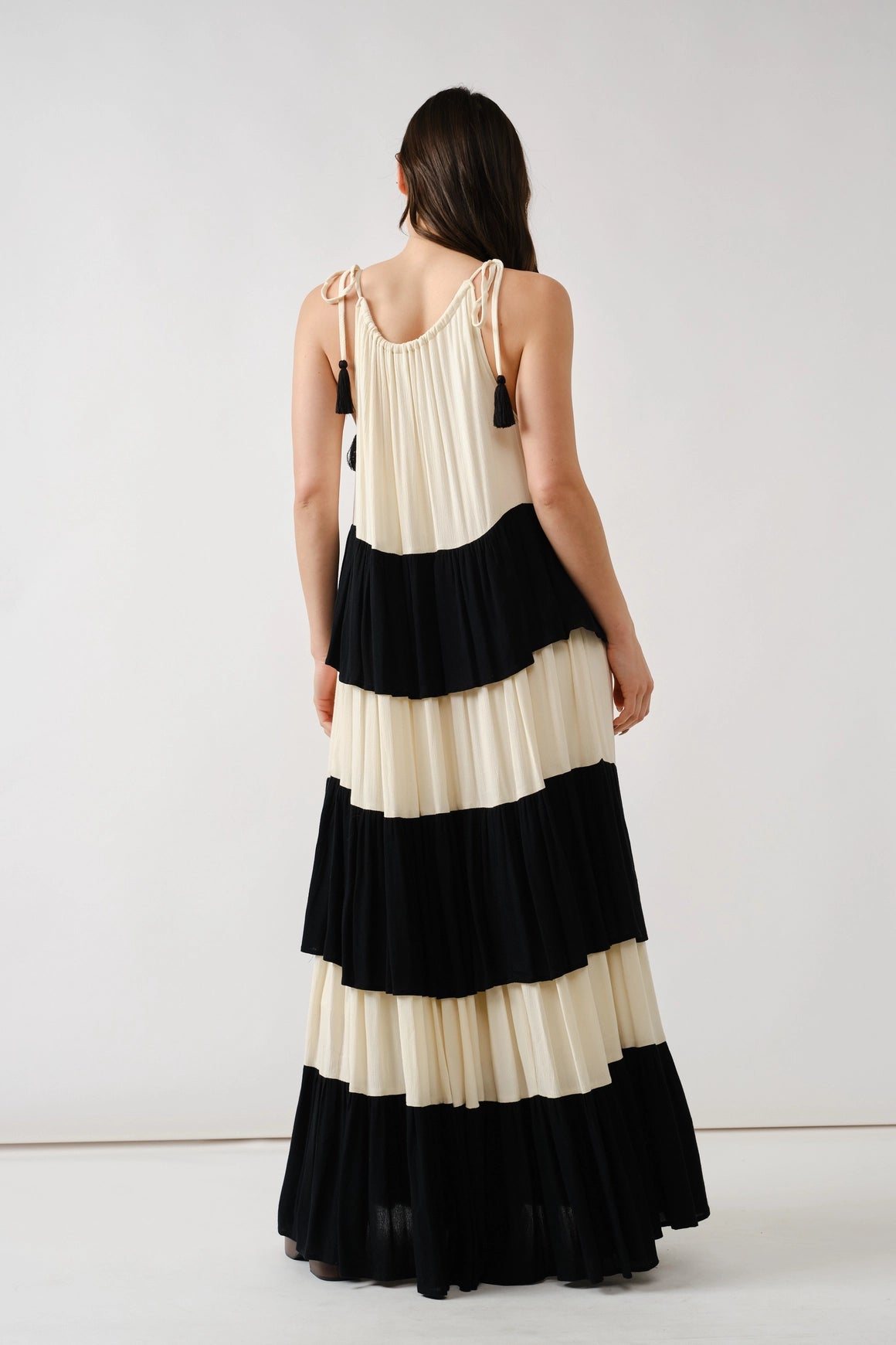 Color Block Tiered Maxi Dress