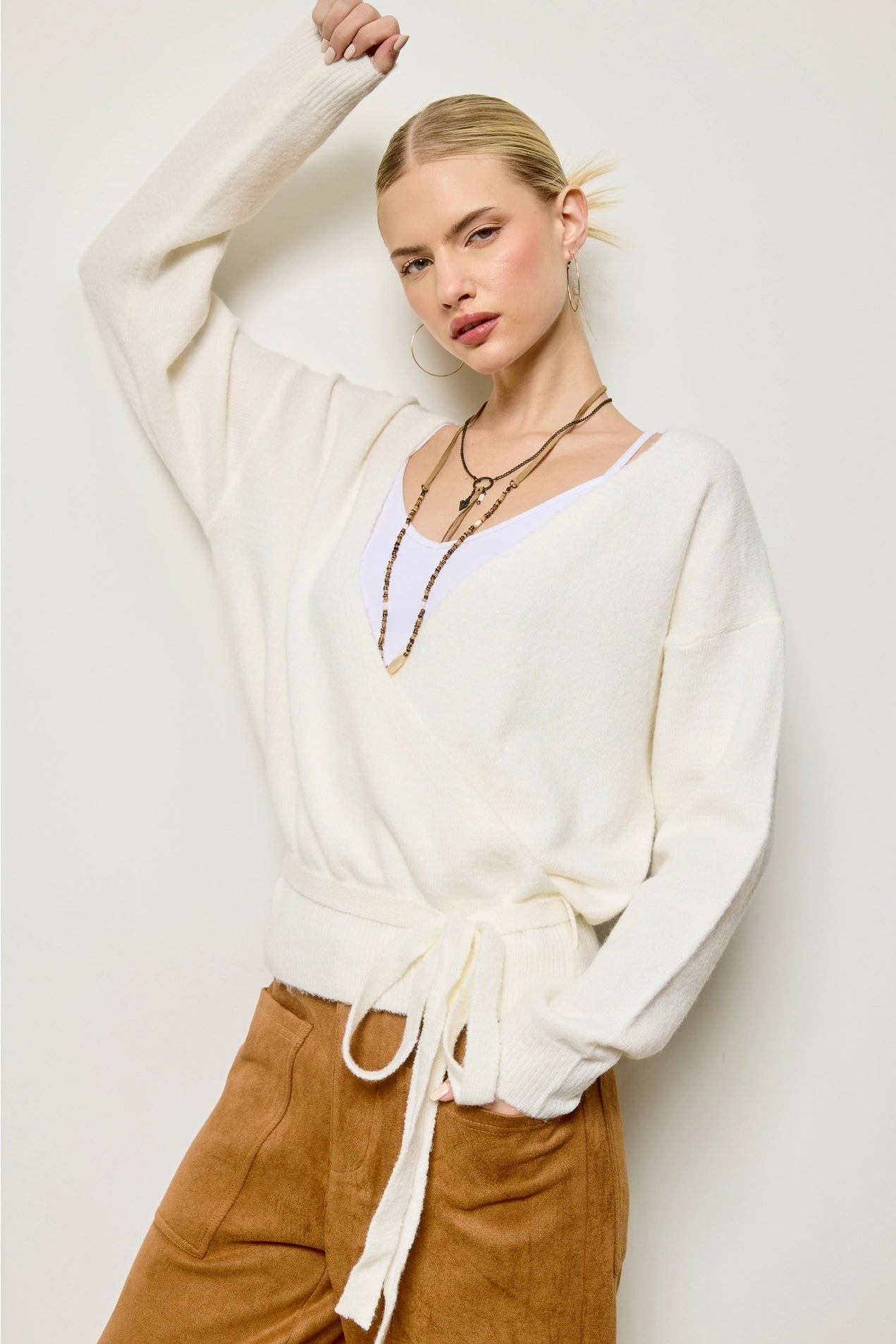 Wrap Knit Cardigan Sweater - Ivory