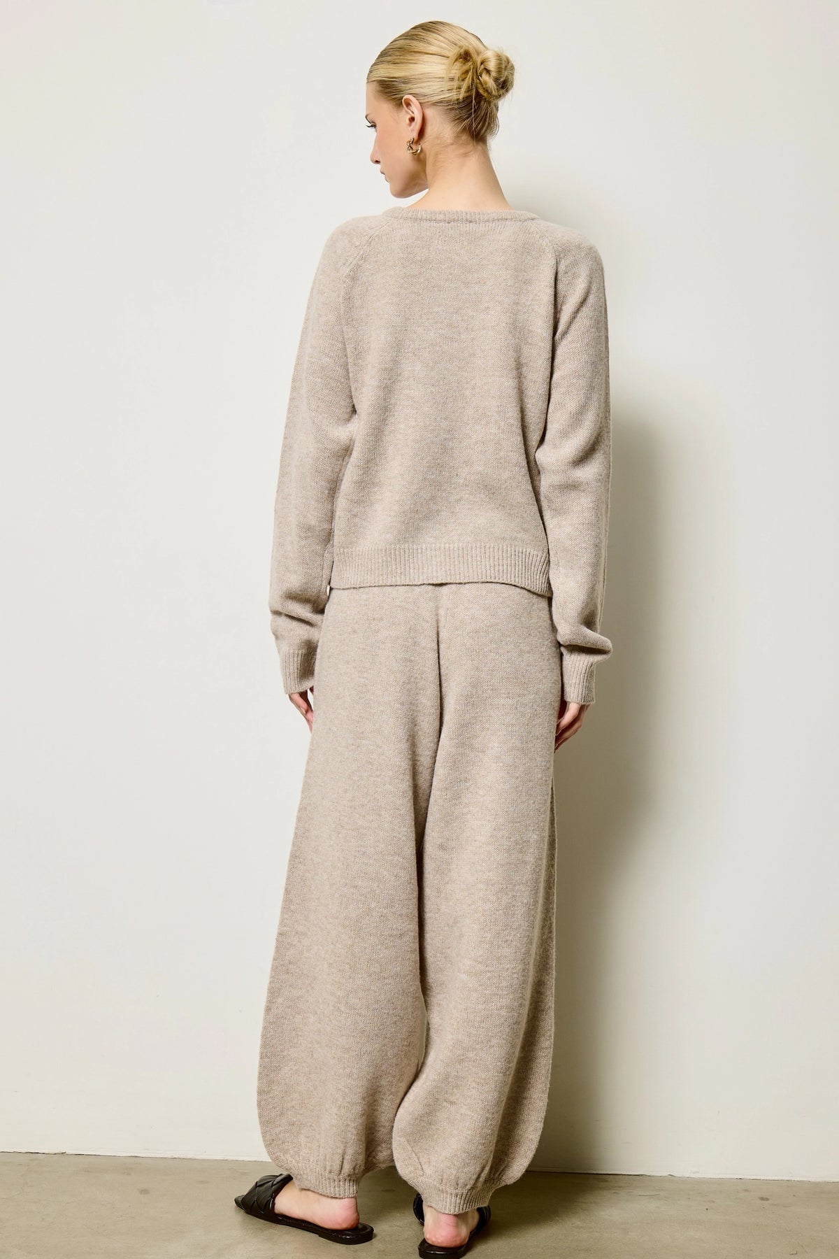 Knit Cardigan Matching Set - Latte
