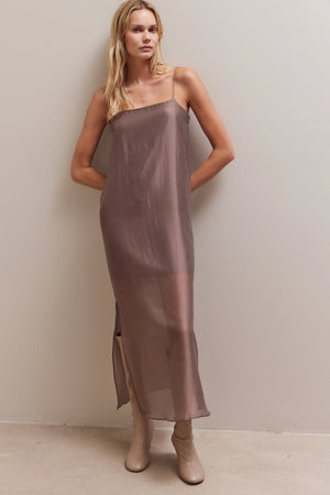 Sheer Maxi Dress - Brown