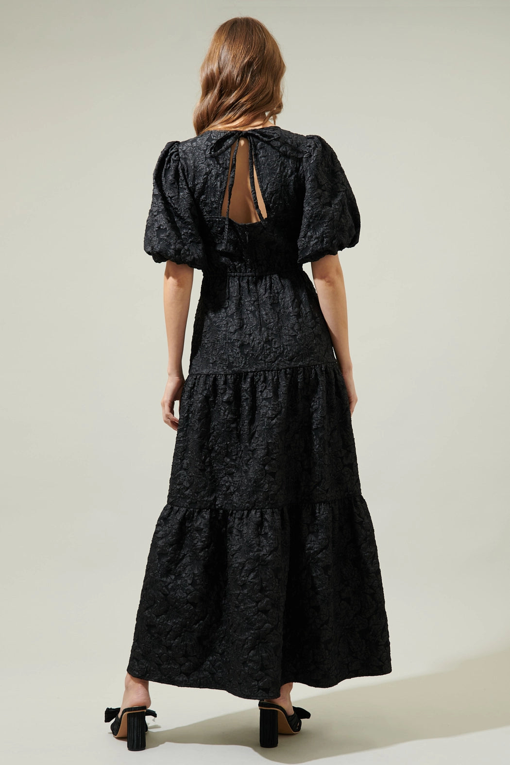 Arielle Jacquard Maxi Dress - Black