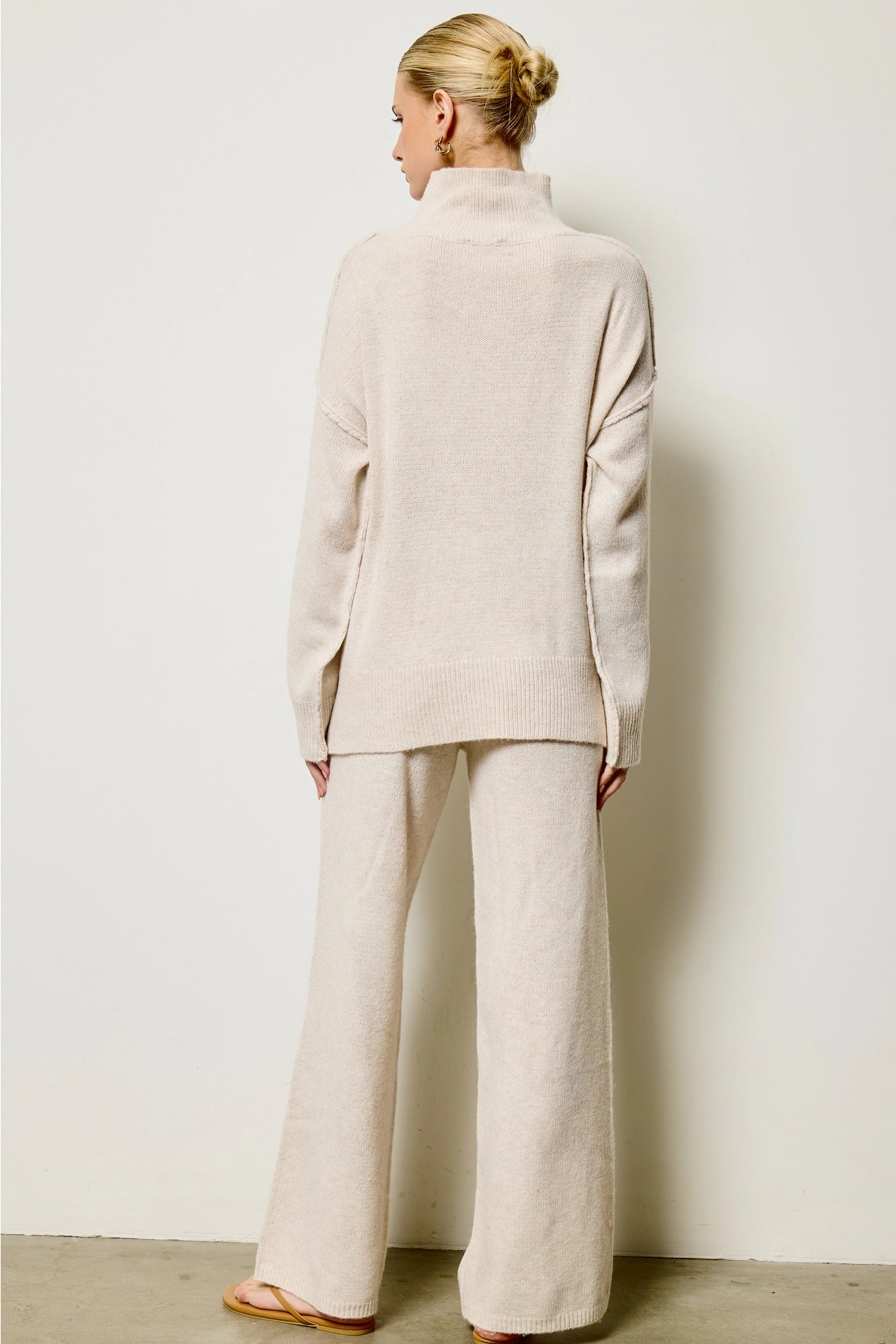 Mock Neck Knit Sweater - Oatmeal