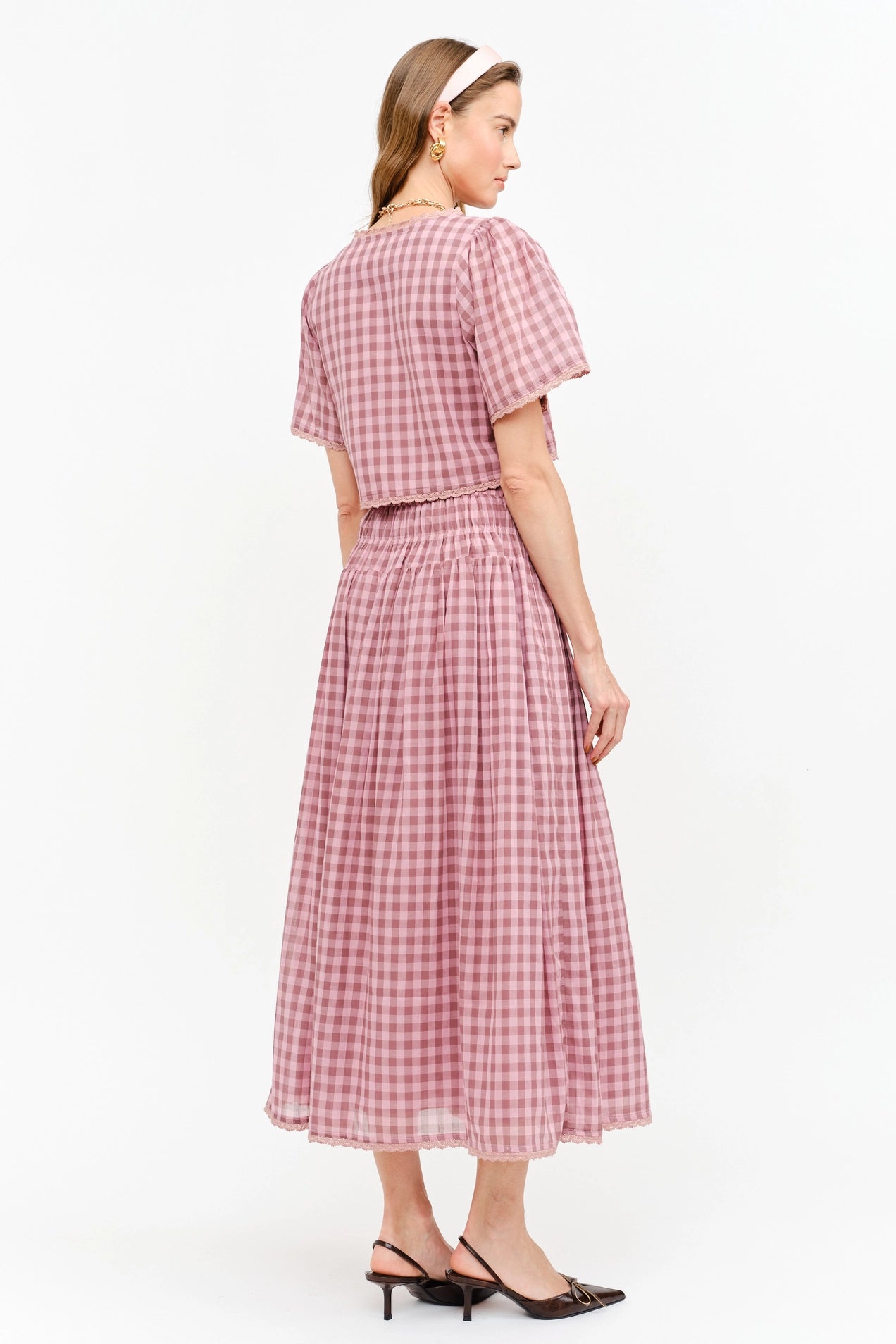 Amelie Skirt - Mauve Gingham