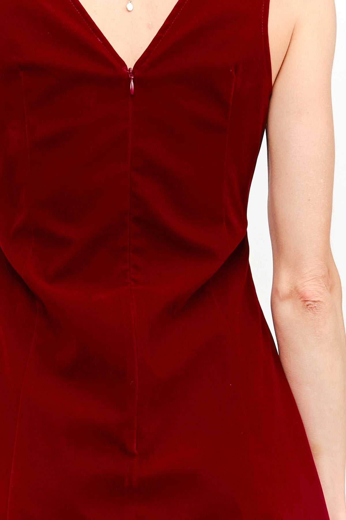 Carmine Velvet Mini Dress - Burgundy