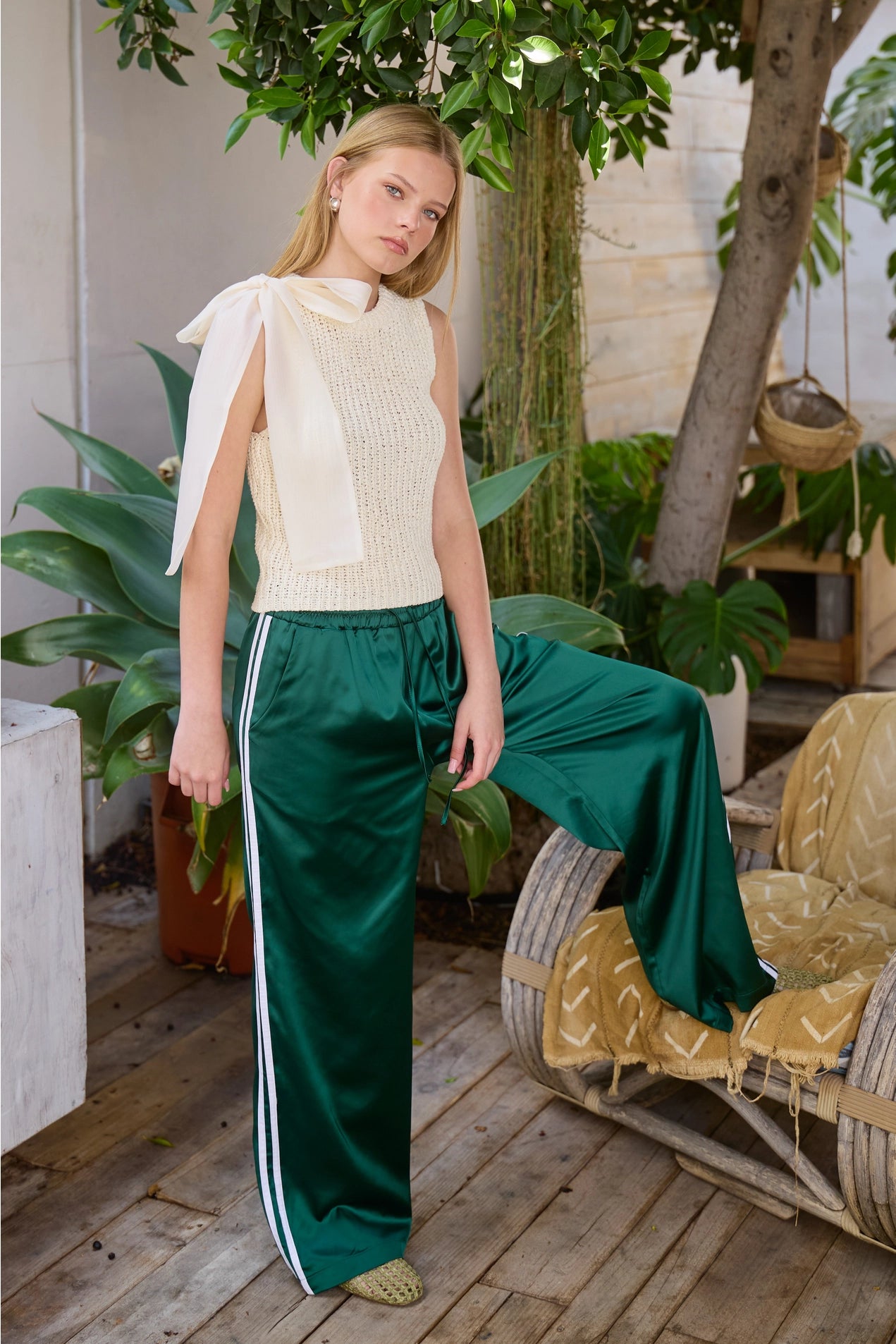 Satin Track Pants - Hunter Green