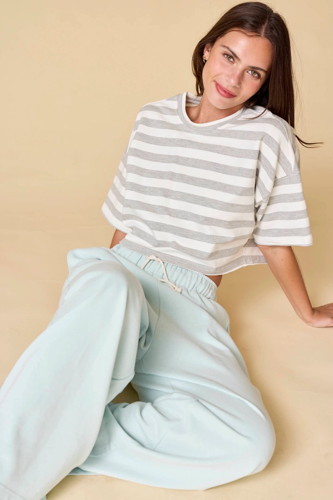 Striped Short Sleeve Crop Top