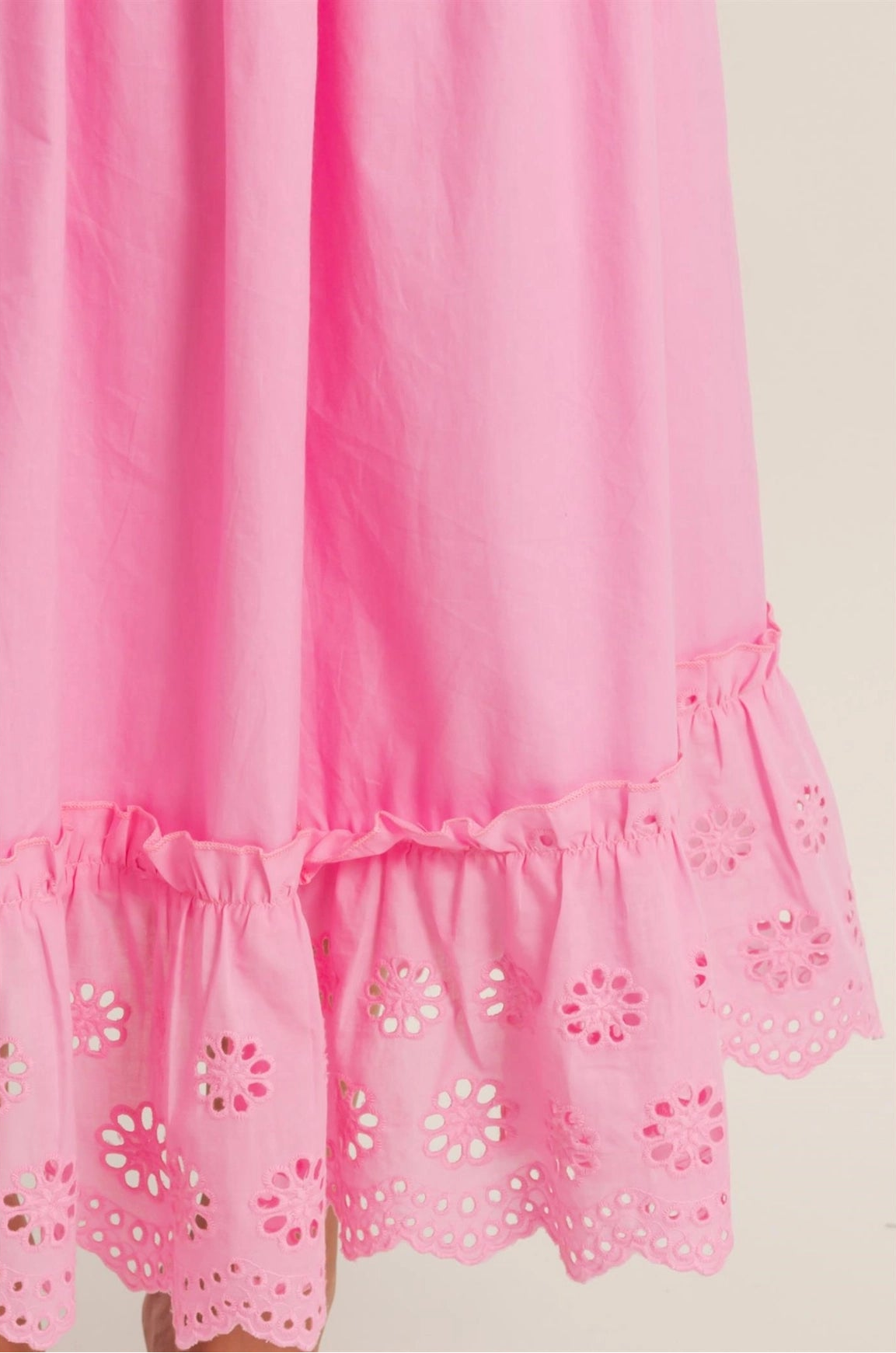 Tiered Eyelet Maxi Skirt - Pink