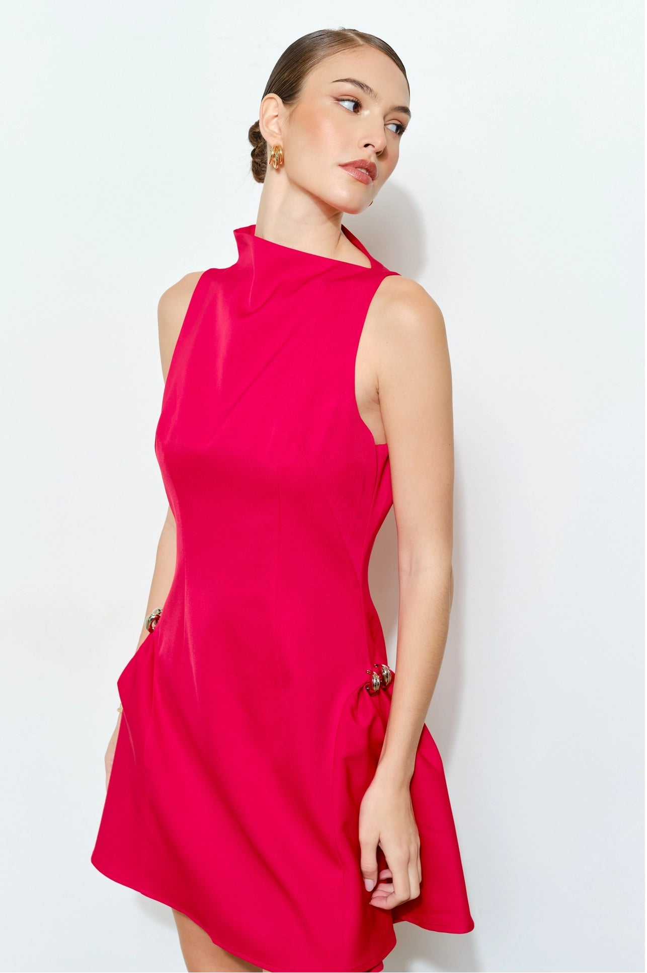 Madyson Pleated Mini Dress - Red