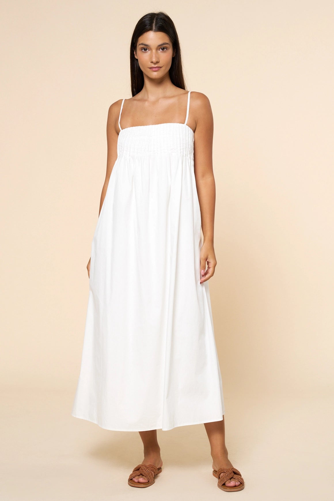 Pleated Maxi Dress - White