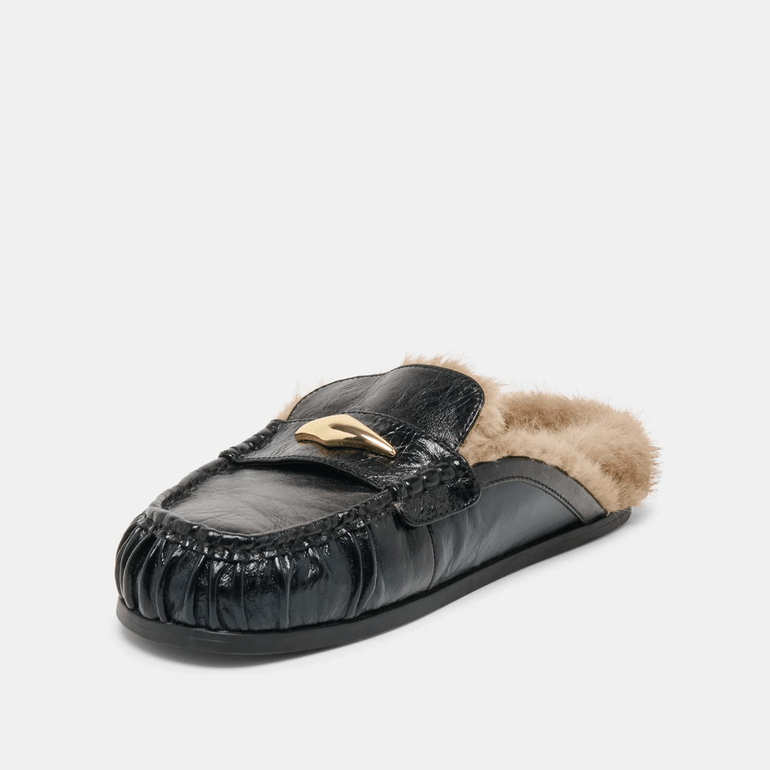 Dolce Vita Jodero Plush Flats - Black Leather