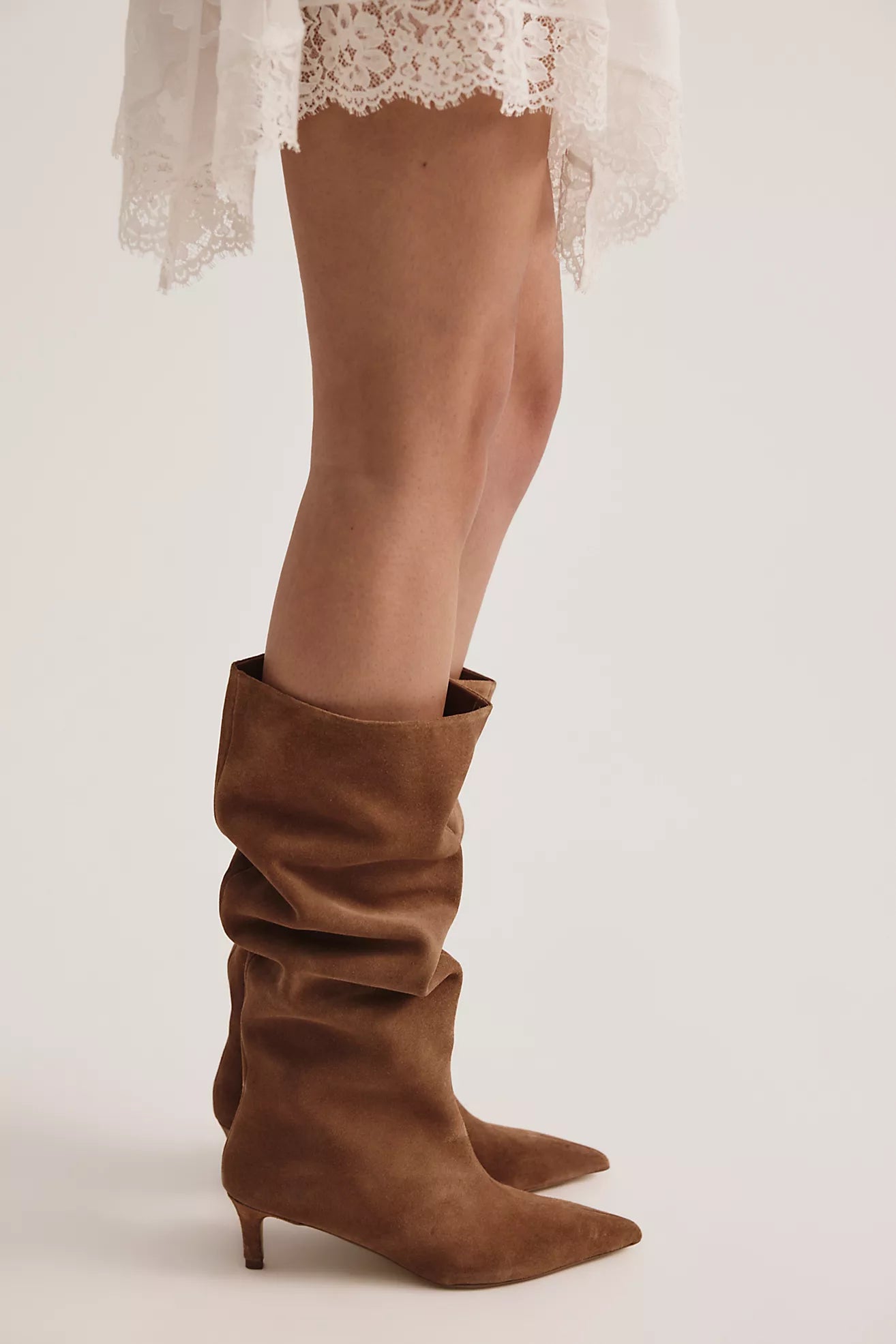 Free People - Kiki Kitten Heel Boot - Tan Suede