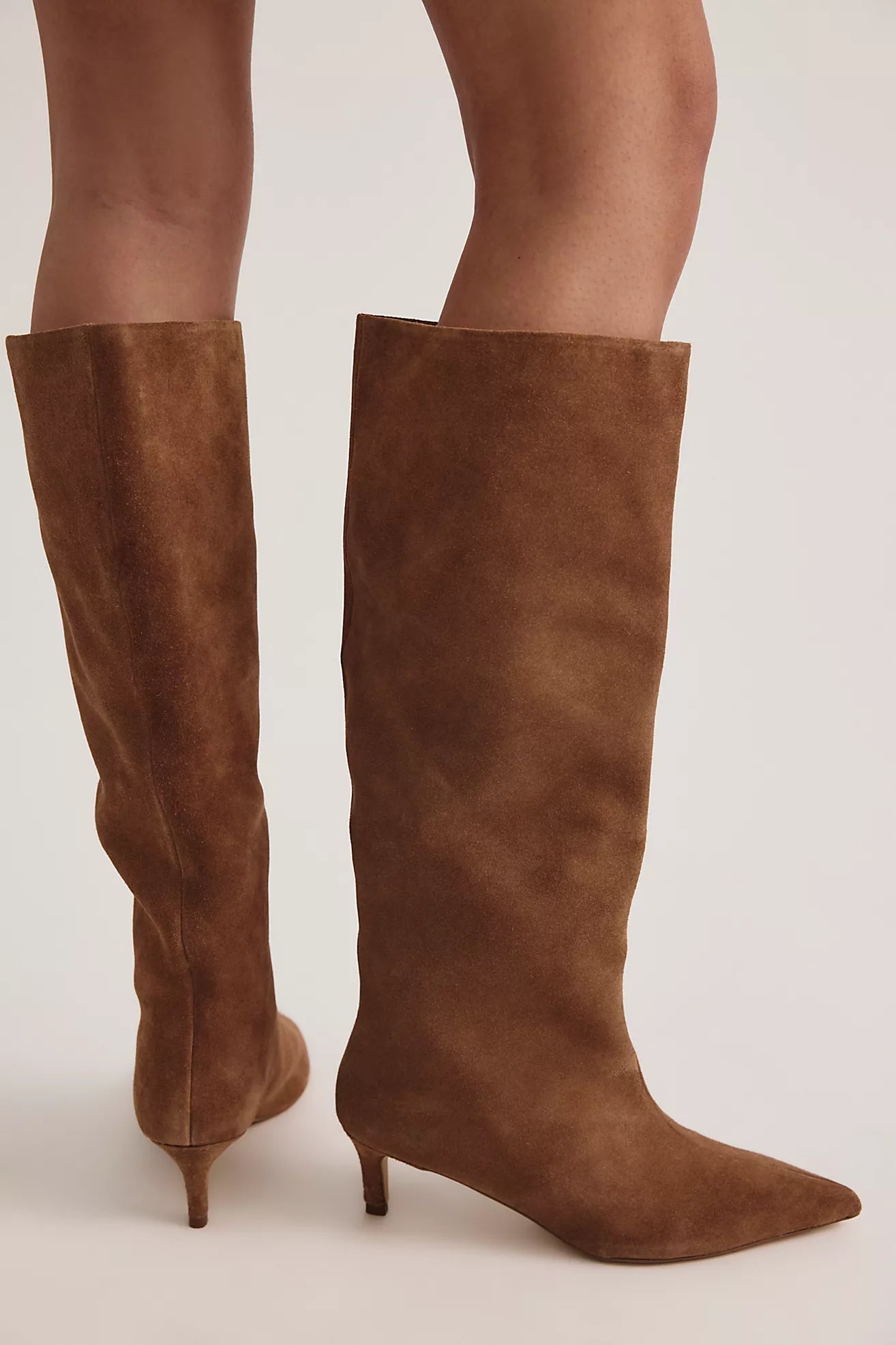 Free People - Kiki Kitten Heel Boot - Tan Suede